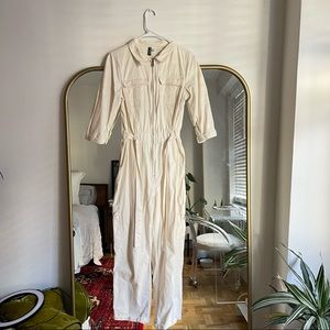 White Cargo Jumpsuit